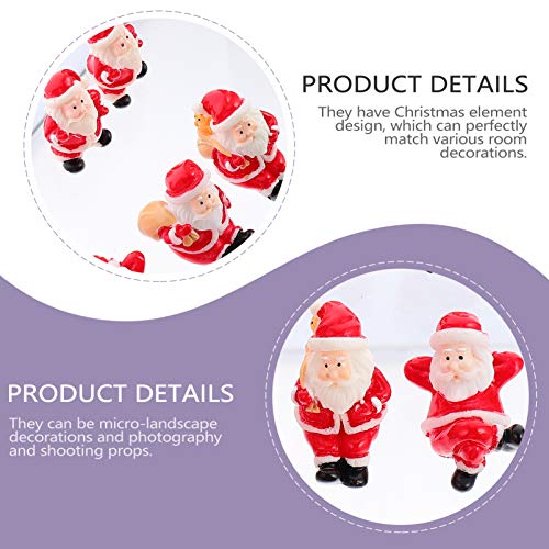 Housoutil 12Pcs Mini Christmas Santa Claus Ornaments Christmas Miniature Ornaments, Resin Santa Claus Figurines Micro Landscape Ornament for DIY Dollhouse Fairy Garden Desktop Decoration