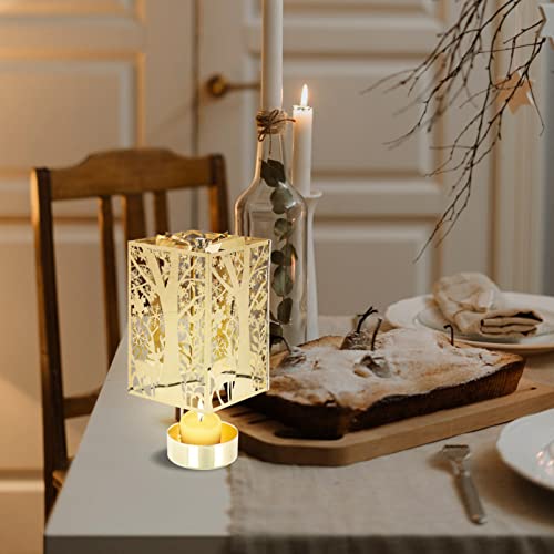 Luxshiny Rotary Candle Holder Candleholder, Metal Rotating Tea Light Candlestick Silhouette Carousel Candle Holder Xmas Wedding Party Table Centerpieces Decor Golden