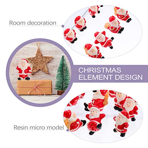 Housoutil 12Pcs Mini Christmas Santa Claus Ornaments Christmas Miniature Ornaments, Resin Santa Claus Figurines Micro Landscape Ornament for DIY Dollhouse Fairy Garden Desktop Decoration