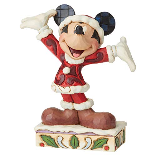 Disney Traditions Mickey Mouse Christmas Figurine, Resin, Multi-Colour, One Size