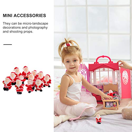 Housoutil 12Pcs Mini Christmas Santa Claus Ornaments Christmas Miniature Ornaments, Resin Santa Claus Figurines Micro Landscape Ornament for DIY Dollhouse Fairy Garden Desktop Decoration