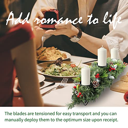 Christmas Candle Holder Centerpiece for Table - Foldable Big Size 720mm-Pine Cones Red Berry Table Centerpieces with 3 Candles Holders for Dining Room, Kitchen, Mantel, Christmas Holiday