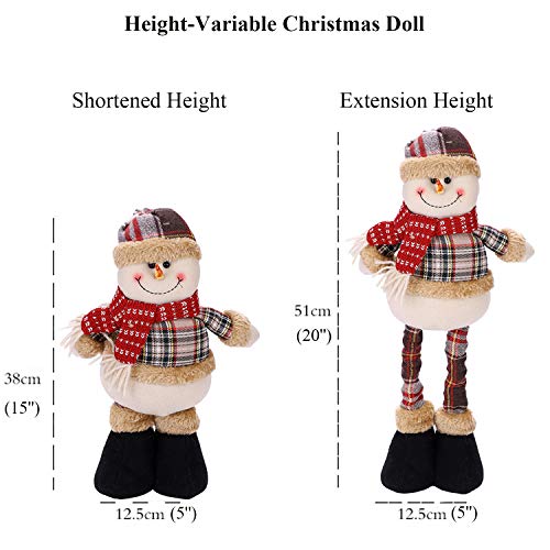 Large Christmas Doll Figurine 20'' Adjustable Telescopic Christmas Figures Decorations Christmas Standing Dolls Santa Claus Figurine Snowman Elk Doll Ornaments with Telescopic Legs Winter Table Decor