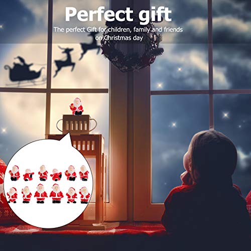 Housoutil 12Pcs Mini Christmas Santa Claus Ornaments Christmas Miniature Ornaments, Resin Santa Claus Figurines Micro Landscape Ornament for DIY Dollhouse Fairy Garden Desktop Decoration