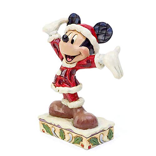 Disney Traditions Mickey Mouse Christmas Figurine, Resin, Multi-Colour, One Size