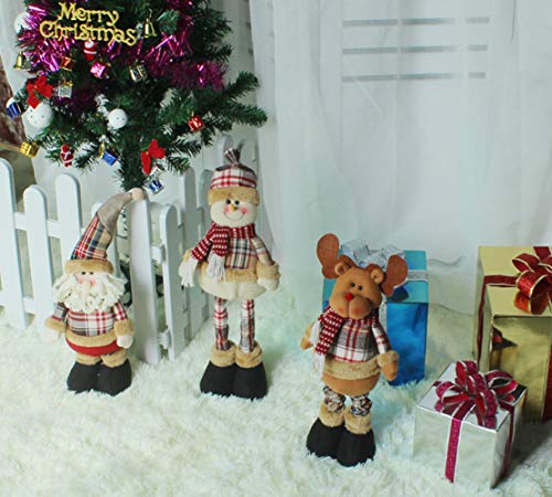 Large Christmas Doll Figurine 20'' Adjustable Telescopic Christmas Figures Decorations Christmas Standing Dolls Santa Claus Figurine Snowman Elk Doll Ornaments with Telescopic Legs Winter Table Decor