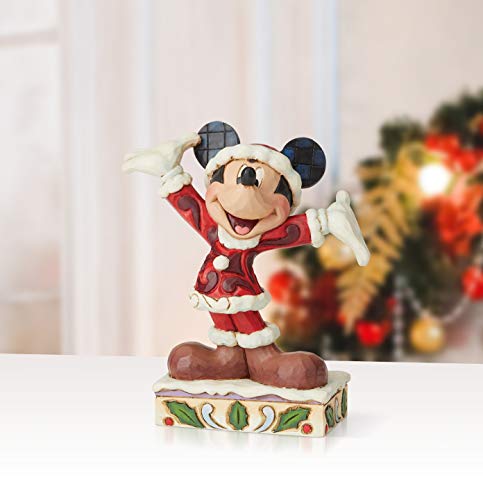 Disney Traditions Mickey Mouse Christmas Figurine, Resin, Multi-Colour, One Size