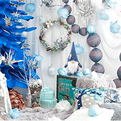 Gehydy Christmas Gonk Decorations Gift Handmade Gnomes Holiday Figurines Scandinavian Tomte Xmas Decor for Home Kitchen Farmhouse Tiered Tray - Blue