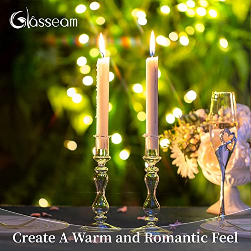 Clear Glass Taper Candle Holders 10 Pcs Candlestick Holders Christmas Halloween Centerpieces Fits for Ø 2.2cm Taper Candles for Home Decorations Wedding Valentines Party Table Centrepiece
