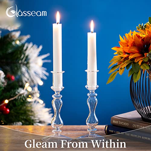 Clear Glass Taper Candle Holders 10 Pcs Candlestick Holders Christmas Halloween Centerpieces Fits for Ø 2.2cm Taper Candles for Home Decorations Wedding Valentines Party Table Centrepiece