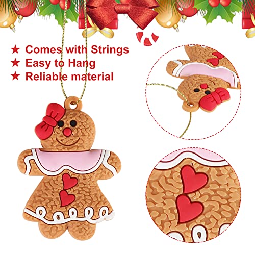 Goledele 24 Pack Christmas Gingerbread Ornaments Set for Christmas Tree, Christmas Tree Hanging Ornaments,Christmas Tree Decorations，Ginger Man with Strings Figurine Hanging Ornaments for Xmas Tree