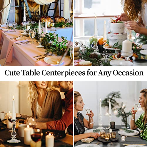 Clear Glass Taper Candle Holders 10 Pcs Candlestick Holders Christmas Halloween Centerpieces Fits for Ø 2.2cm Taper Candles for Home Decorations Wedding Valentines Party Table Centrepiece