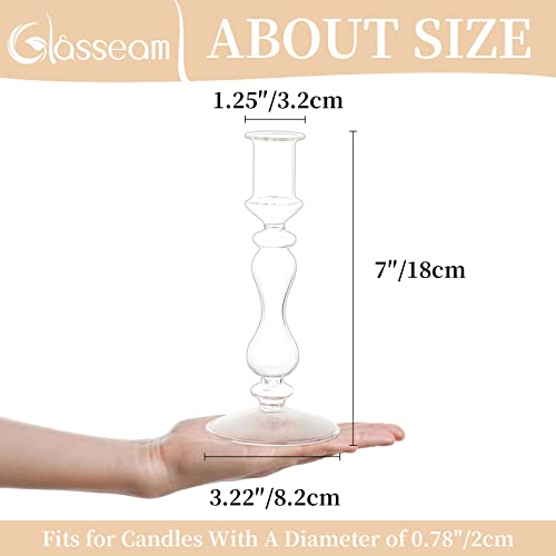 Clear Glass Taper Candle Holders 10 Pcs Candlestick Holders Christmas Halloween Centerpieces Fits for Ø 2.2cm Taper Candles for Home Decorations Wedding Valentines Party Table Centrepiece