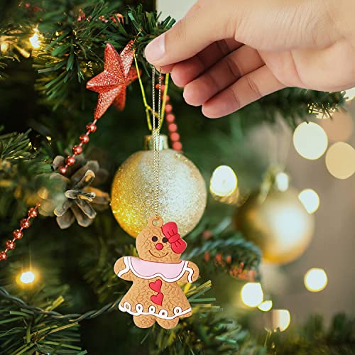 Goledele 24 Pack Christmas Gingerbread Ornaments Set for Christmas Tree, Christmas Tree Hanging Ornaments,Christmas Tree Decorations，Ginger Man with Strings Figurine Hanging Ornaments for Xmas Tree