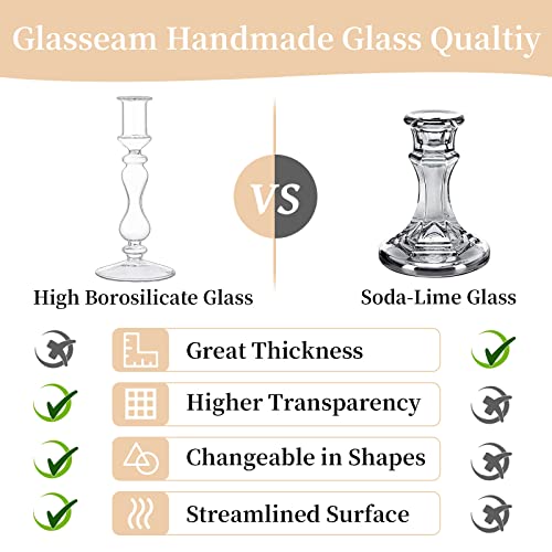 Clear Glass Taper Candle Holders 10 Pcs Candlestick Holders Christmas Halloween Centerpieces Fits for Ø 2.2cm Taper Candles for Home Decorations Wedding Valentines Party Table Centrepiece