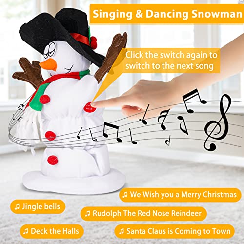 SdeNow Electric Christmas Snowman Santa Singing Dancing Snowman Santa Claus Toys Animated Christmas Decorations Plush Toy Xmas Electric Dolls 6 Songs