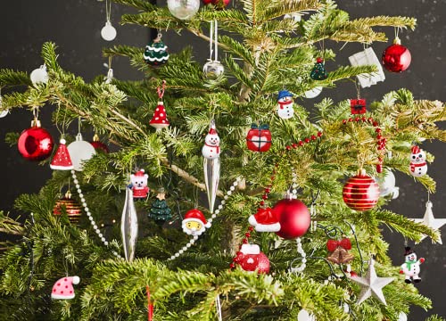 26pcs Christmas Resin Miniature Ornaments, Christmas Miniature Ornament Kits, Mini Christmas Ornaments, Santa/Snowman/Elk/Bell/Christmas Tree/Gift Box/Christmas Hat, for Hanging with Strings