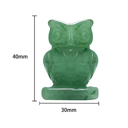 WOSO Pocket Crystal Gemstone Carved Mini Figurine Statue Ornament Decor with a Box(Green Owl)