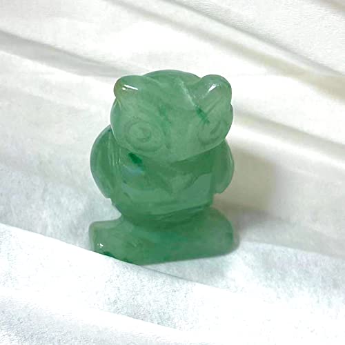 WOSO Pocket Crystal Gemstone Carved Mini Figurine Statue Ornament Decor with a Box(Green Owl)