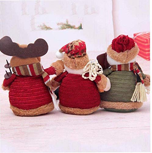 KAHEIGN 3Pcs Christmas Plush Figurines, Christmas Sitting Santa Claus Snowman Reindeer Christmas Ornament Long Legs Figurine for Table Fireplace Decor Home Decoration