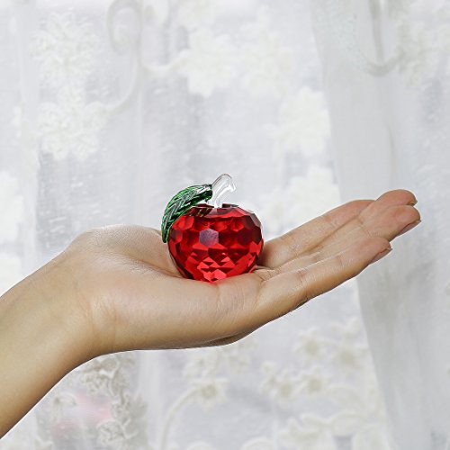 H&D Crystal Apple Paperweight,Art Glass Fruit Collectible Figurines,Gifts for Home Christmas Decor Ornament,Red Apple 40mm