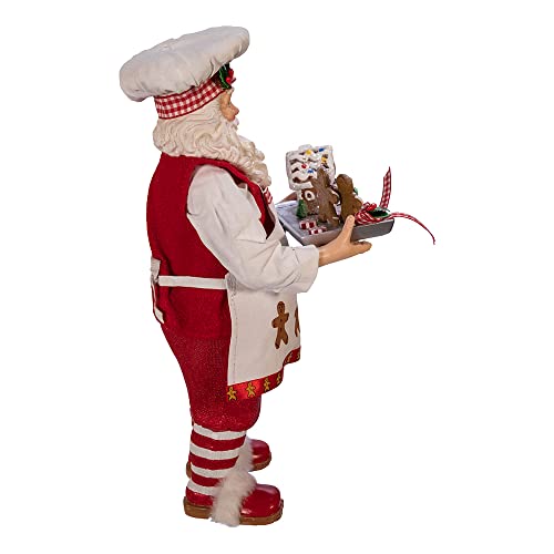 kurt adler 11-Inch Gingerbread Chef Santa Figurine, Multi-Color
