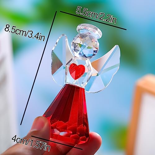 Crystal Guardian Angel with Heart Figurine Ornaments Gift for Women, Glass Angel Sympathy Collectible Christmas Decor