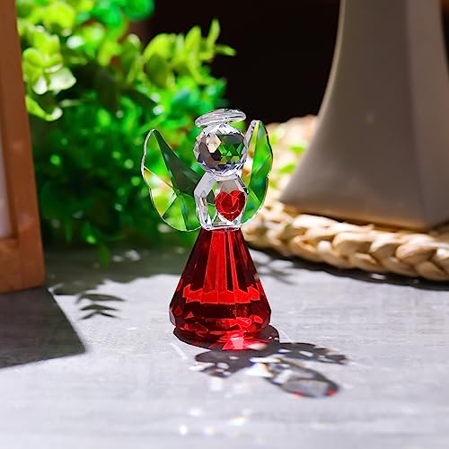 Crystal Guardian Angel with Heart Figurine Ornaments Gift for Women, Glass Angel Sympathy Collectible Christmas Decor