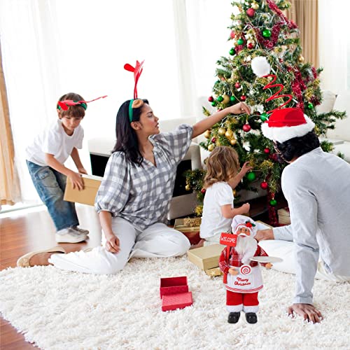 Christmas Santa Claus Ornament Christmas Standing Santa Claus Figurine Plastic Santa Claus Standing Doll Realistic Santa Claus Xmas Decor Figure Standing Chef Santa Figurine Doll Indoor Home Decor