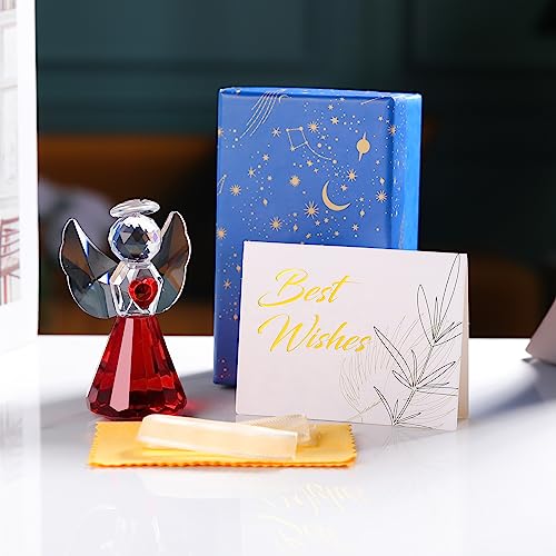 Crystal Guardian Angel with Heart Figurine Ornaments Gift for Women, Glass Angel Sympathy Collectible Christmas Decor