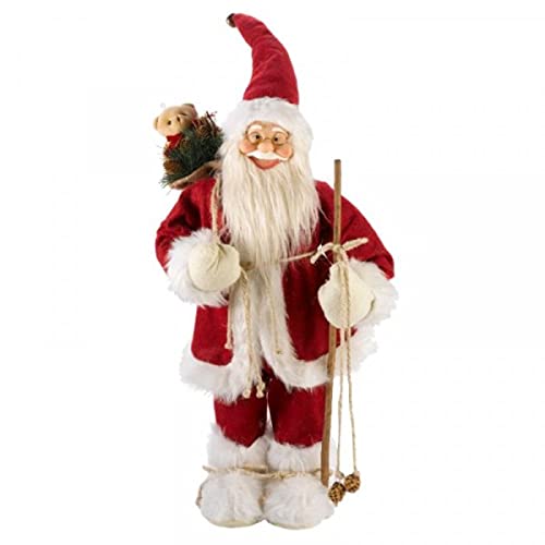 Marco Paul Christmas RED Jumbo 60cm Deluxe In-Lit Standing Santa Claus Figure LED Festive Santa Ornament Xmas Decoration Father Christmas Plush Statue Figurine Light Up Decorative Santa Indoor Use