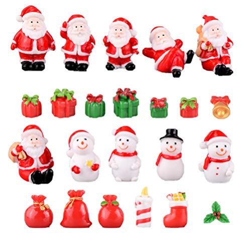 BESPORTBLE 23 Pcs Christmas Resin Miniature Mini Christmas Figurines Artificial Landscape Decoration Resin Craft Adornment