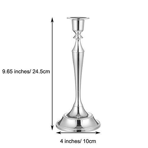 Nuptio Candle Holders for Candlestick Candles - 2 Pcs Silver Candle Sticks Stands 24.5cm Tall Taper Candle Holder for Wedding Birthday Party Tabletop Centerpieces Mantle Christmas Decoration