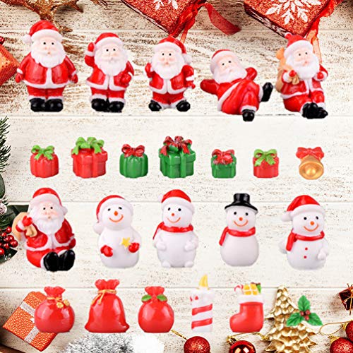 BESPORTBLE 23 Pcs Christmas Resin Miniature Mini Christmas Figurines Artificial Landscape Decoration Resin Craft Adornment