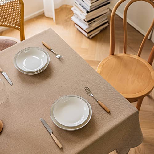 Home Brilliant Tablecloth Wipe Clean for Rectangle Table, Outdoor Christmas Decorations Hard-Wearing Spill Proof Faux Linen Table Cloth Cafe Restaurant Buffet Tabletop Decoration, Linen, 140CM x 218CM