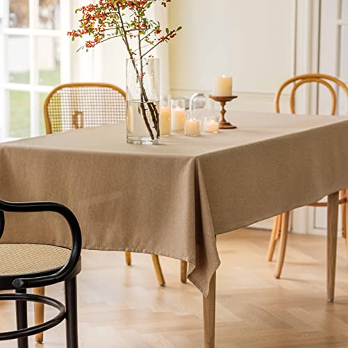 Home Brilliant Tablecloth Wipe Clean for Rectangle Table, Outdoor Christmas Decorations Hard-Wearing Spill Proof Faux Linen Table Cloth Cafe Restaurant Buffet Tabletop Decoration, Linen, 140CM x 218CM