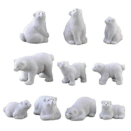 NA 10 Pcs Simulation Polar Bear Figures Simulated Polar Bear Cake Decorations Tabletop Ornaments for Decorating Cakes, Tabletops