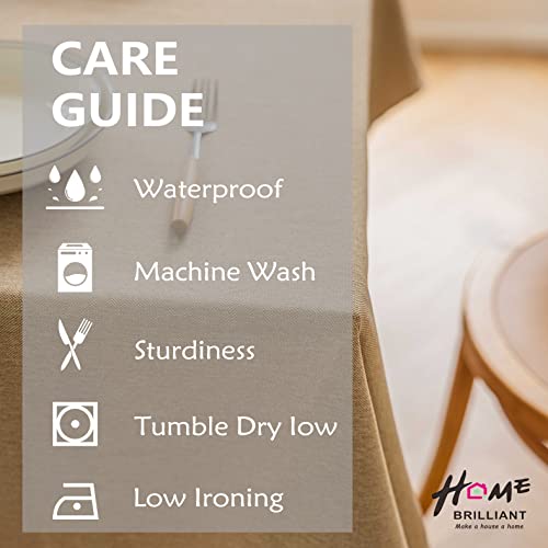 Home Brilliant Tablecloth Wipe Clean for Rectangle Table, Outdoor Christmas Decorations Hard-Wearing Spill Proof Faux Linen Table Cloth Cafe Restaurant Buffet Tabletop Decoration, Linen, 140CM x 218CM