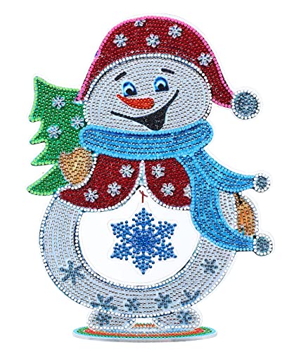 XXXXX Table Top Diamond Painting Kits Luminous, YEESAM ART XXXXX 11.4 inch DIY 5D Diamond Art Christmas Decorations Ornaments (Snow Man)
