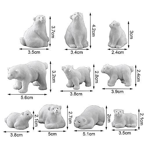 NA 10 Pcs Simulation Polar Bear Figures Simulated Polar Bear Cake Decorations Tabletop Ornaments for Decorating Cakes, Tabletops