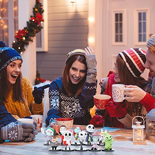 10pcs Nightmare Before Christmas Figure Doll Horror Film Action Figure Toy Statue For Car Tabletop Decoration, For Kids