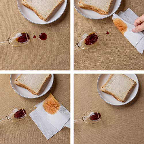 Home Brilliant Tablecloth Wipe Clean for Rectangle Table, Outdoor Christmas Decorations Hard-Wearing Spill Proof Faux Linen Table Cloth Cafe Restaurant Buffet Tabletop Decoration, Linen, 140CM x 218CM