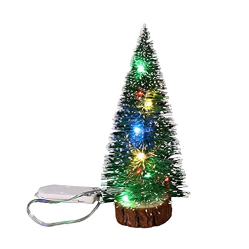 Christmas Dolls' House Dolls Accessories, Christmas Mini Tree Miniature Tree with Light Xmas Artificial Table Top Tree 15cm