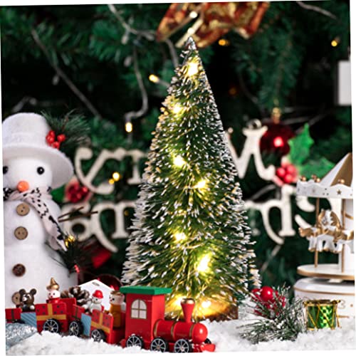 Christmas Dolls' House Dolls Accessories, Christmas Mini Tree Miniature Tree with Light Xmas Artificial Table Top Tree 15cm