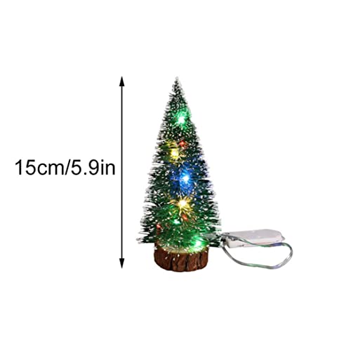 Christmas Dolls' House Dolls Accessories, Christmas Mini Tree Miniature Tree with Light Xmas Artificial Table Top Tree 15cm