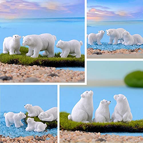 NA 10 Pcs Simulation Polar Bear Figures Simulated Polar Bear Cake Decorations Tabletop Ornaments for Decorating Cakes, Tabletops
