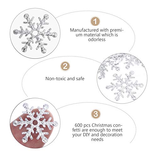 ABOOFAN 600Pcs Snowflakes Confetti Christmas Confetti Party Table Scatter Tabletop Decorations for Christmas Wonderland Winter Frozen Party