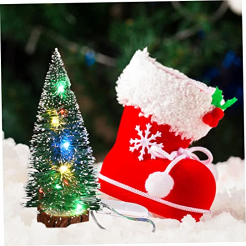 Christmas Dolls' House Dolls Accessories, Christmas Mini Tree Miniature Tree with Light Xmas Artificial Table Top Tree 15cm