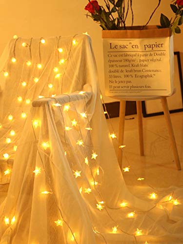 Star Fairy Lights, 20ft 40 LED BatteryPowered String Lights, 2 Lighting Modes, Decoractive for Indoor Outdoor, Bedroom, Wedding, Party,Birthday, Valentine, Christmas, Tree Decoration