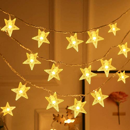 Star Fairy Lights, 20ft 40 LED BatteryPowered String Lights, 2 Lighting Modes, Decoractive for Indoor Outdoor, Bedroom, Wedding, Party,Birthday, Valentine, Christmas, Tree Decoration